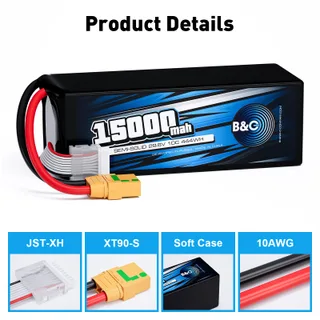 Аккумулятор Semi-Solid (Li-Po) B&C 15000 MAH 29.6V (8s) 10C, XT90S, Soft case — фото 3