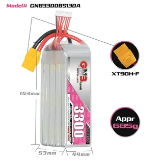 Аккумулятор LiPo GAONENG GNB 3300mAh 8S1P 29.6V 130C 143х44х53mm XT90S — фото 2