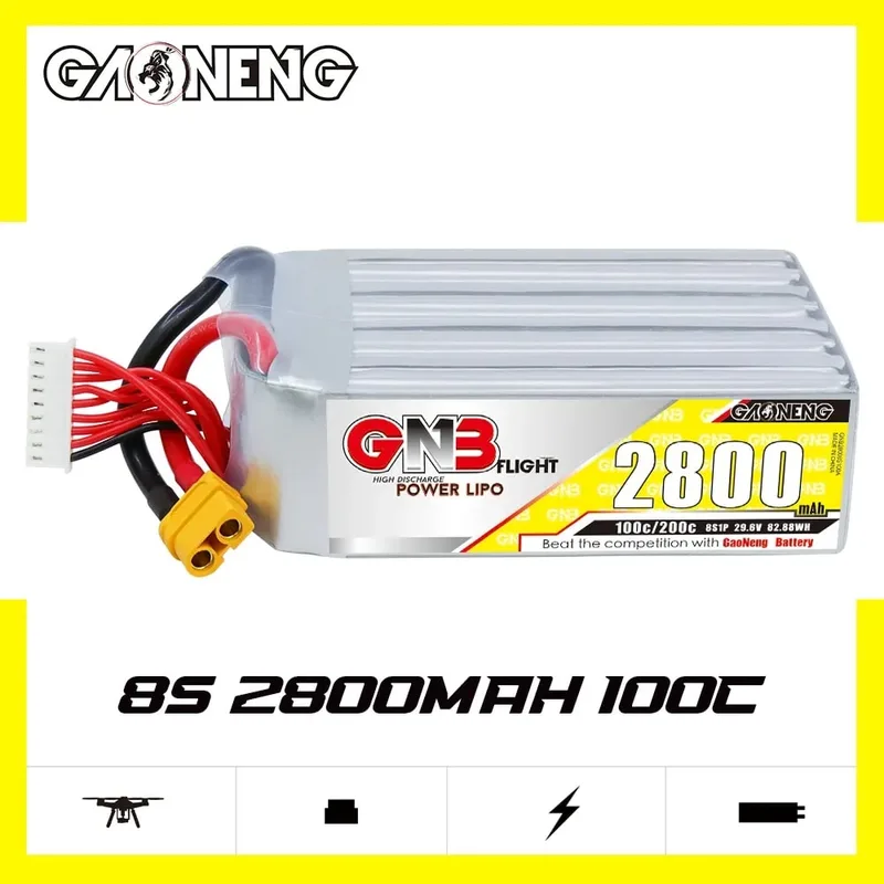 Аккумулятор LiPo GAONENG GNB 2800mAh 8S1P 29.6V 100C 113х35х69mm XT90S