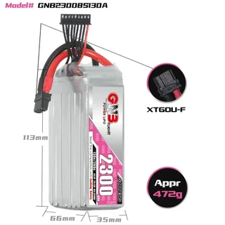 Аккумулятор LiPo GAONENG GNB 2300mAh 8S1P 29.6V 130C 113х35х66mm XT90S — фото 2