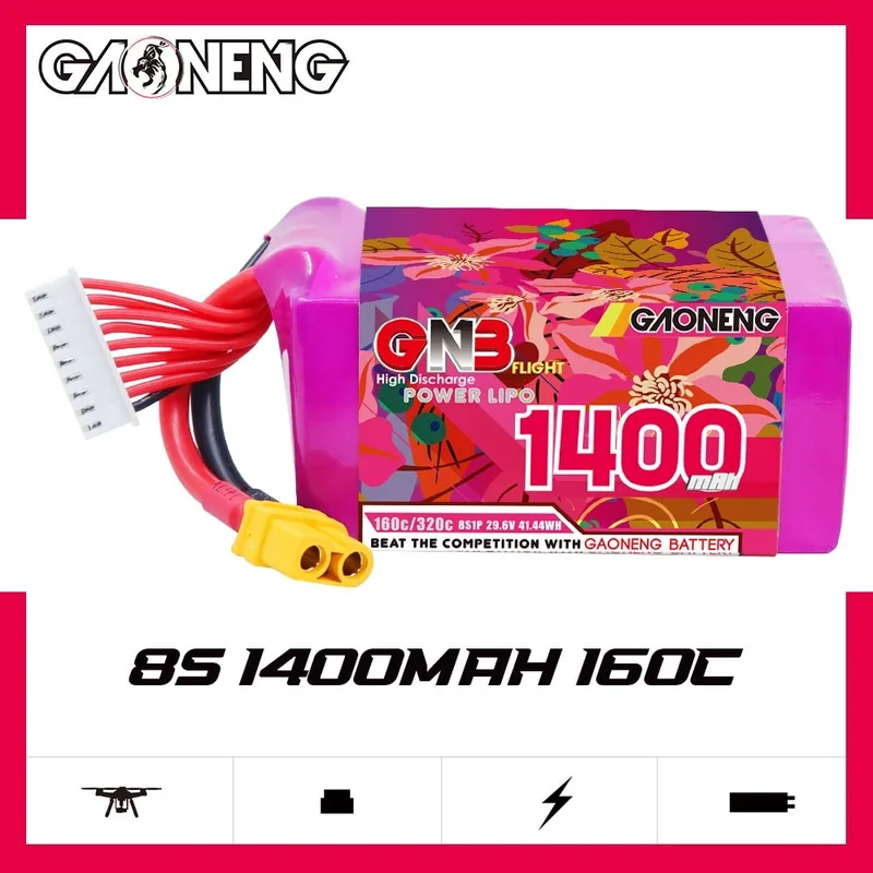 Аккумулятор Li-po Gaoneng GNB 1400mah 8S1P 29.6V 160C 53*38*83mm XT60