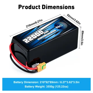 Аккумулятор Li-po B&C 22000 MAH 29.6V (8s) 25C, XT90S, Soft case (Для дронов) — фото 2