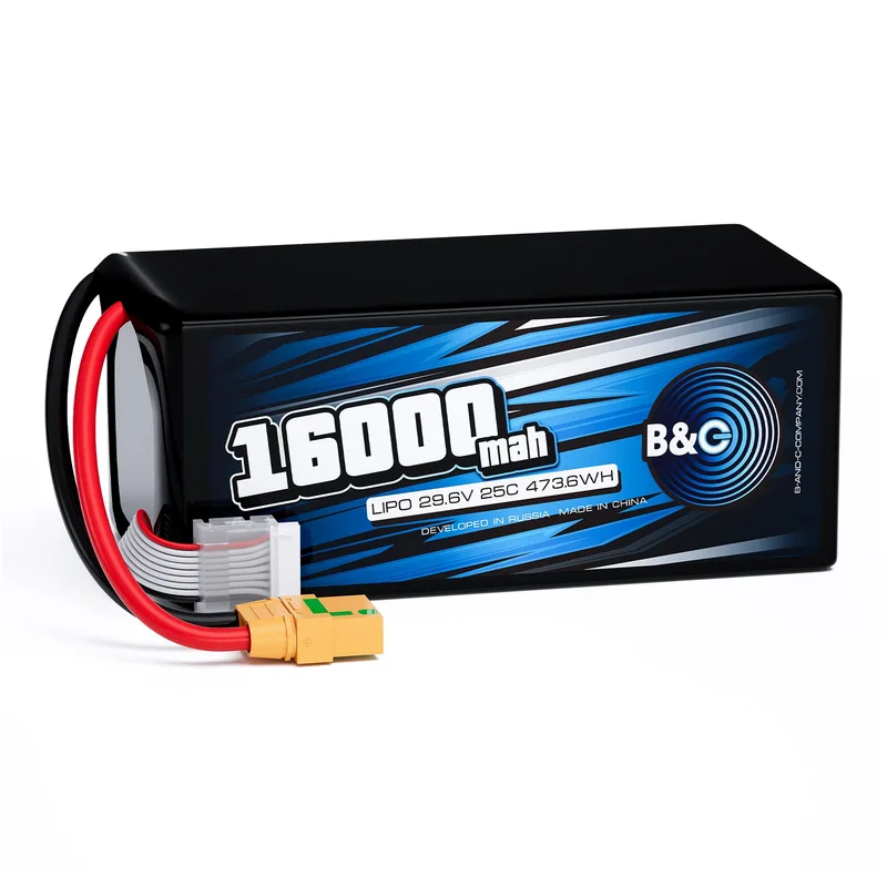 Аккумулятор Li-po B&C 16000 MAH 29.6V (8s) 25C, XT90S, Soft case (Для дронов)