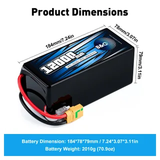 Аккумулятор Li-po B&C 12000 MAH 29.6V (8s) 90C, XT90S, Soft case (Для дронов) — фото 2