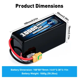 Аккумулятор Li-po B&C 10000 MAH 29.6V (8s) 90C, XT90S, Soft case (Для дронов) — фото 2