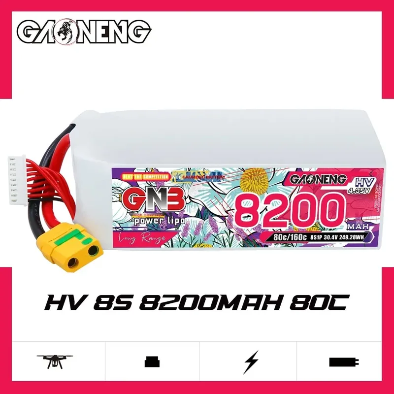 Аккумулятор LiPo GAONENG GNB 8200mAh HV 8S 30.4V 80C XT90S