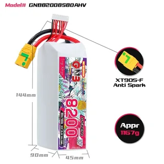 Аккумулятор LiPo GAONENG GNB 8200mAh HV 8S 30.4V 80C XT90S — фото 2