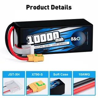 Аккумулятор Li-Po B&C 10000 MAH 30.8V (8s HV) 100C, XT90S, Soft case — фото 3
