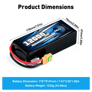 Аккумулятор Lipo B&C 12000 MAH 23.1V (6sHV) 120C, XT90S, Soft case — фото 2