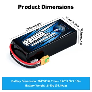 Аккумулятор Li-Po B&C 22000 MAH 23.1V (6sHV) 120C, XT90S, Soft case — фото 2