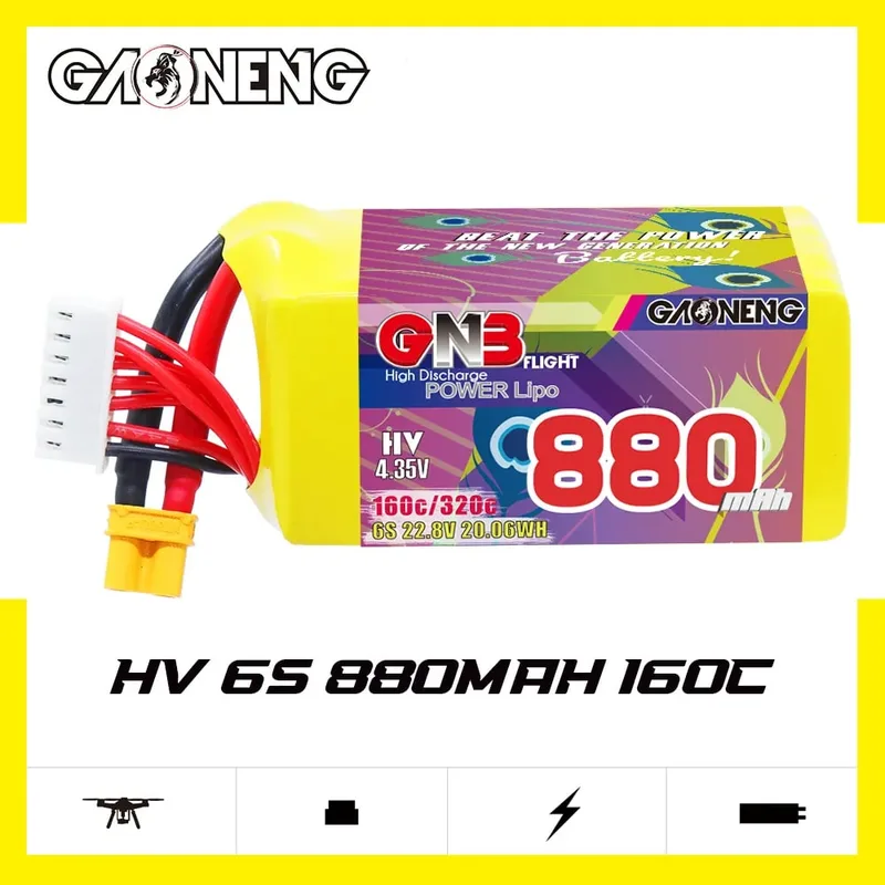 Аккумулятор LiPo GAONENG GNB LiHV 880mAh 6S 22.8V 160C XT30