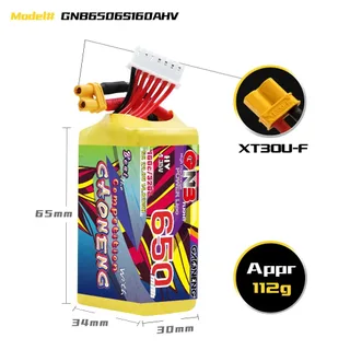 Аккумулятор LiPo GAONENG GNB LiHV 650mAh 6S 22.8V 160C XT30 — фото 2
