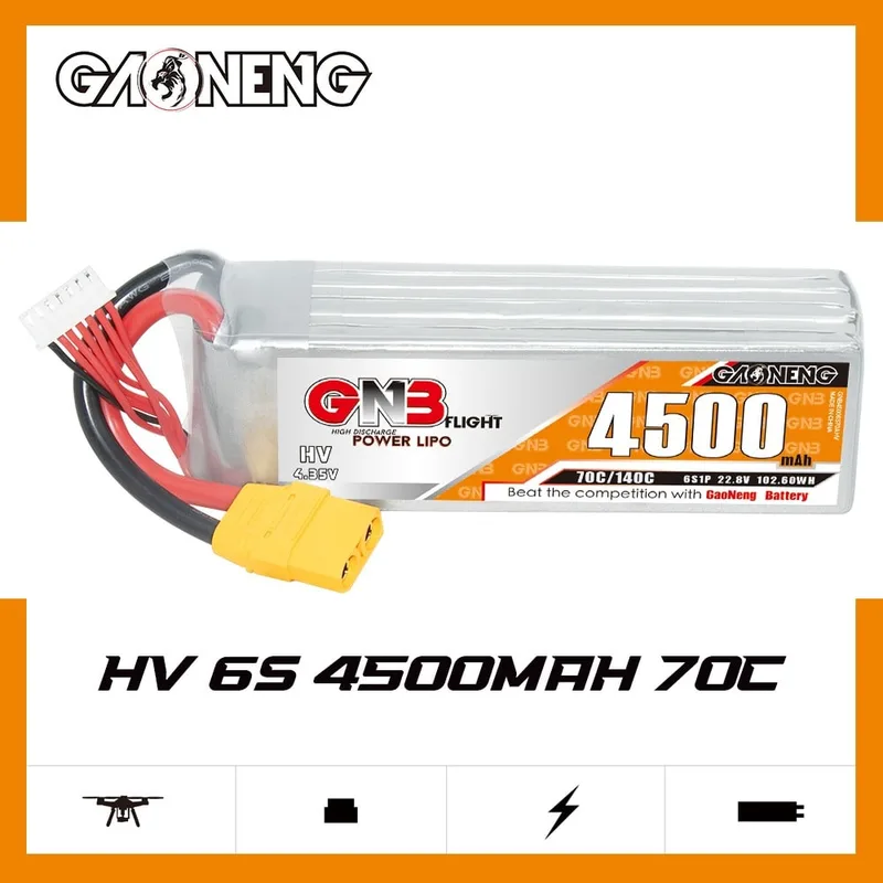 Аккумулятор Li-po Gaoneng GNB 4500mah 6S1P 22.8V HV 70C 37*44*141mm XT60