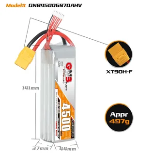 Аккумулятор Li-po Gaoneng GNB 4500mah 6S1P 22.8V HV 70C 37*44*141mm XT60 — фото 3