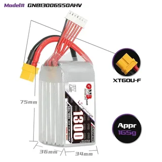 Аккумулятор Li-po Gaoneng GNB 1300mah 6S1P 22.8V HV 50C 36x34x75mm — фото 4
