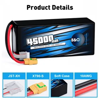 Аккумулятор Semi-Solid (Li-po) B&C 45000 MAH 22.2V (6s) 10C, XT90S, Soft case — фото 3