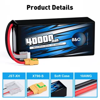 Аккумулятор Semi-Solid (Li-po) B&C 40000 MAH 22.2V (6s) 10C, XT90S, Soft case — фото 2