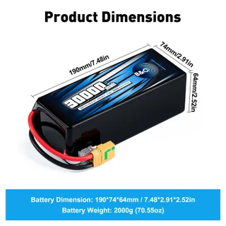 Аккумулятор Semi-Solid (Li-po) B&C 30000 MAH 22.2V (6s) 10C, XT90S, Soft case — фото 2