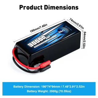 Аккумулятор Semi-Solid (Li-po) B&C 30000 MAH 22.2V (6s) 10C, AS150, Soft case — фото 2