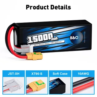 Аккумулятор Semi-Solid (Li-Po) B&C 15000 MAH 22.2V (6s) 10C, XT90S, Soft case — фото 3