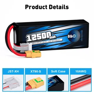 Аккумулятор Semi-Solid (Li-Po) B&C 12500 MAH 22.2V (6s) 10C, XT90S, Soft case — фото 3