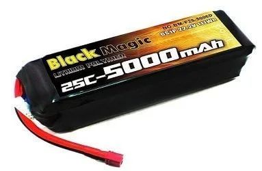 Black Magic Li-Po 22.2V 6S 25C 5000 mAh Soft Case Deans plug