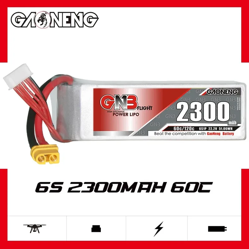Аккумулятор LiPo GAONENG GNB 2300mAh 6S1P 22.2V 60C 110х34х48mm XT90S