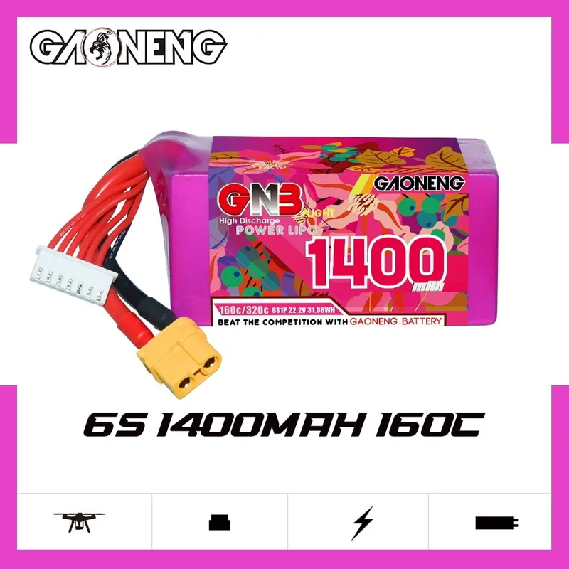 Аккумулятор Li-po Gaoneng GNB 1400mah 6S1P 22.2V 160C 40x38x82mm