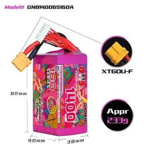 Аккумулятор Li-po Gaoneng GNB 1400mah 6S1P 22.2V 160C 40x38x82mm — фото 5