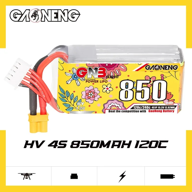 Аккумулятор LiPo GAONENG GNB LiHV 850mAh 4S 15.2V 120C XT30