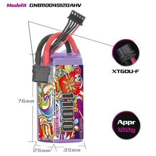 Аккумулятор LiPo GAONENG GNB LiHV 1100mAh 4S 15.2V 120C XT60 — фото 2