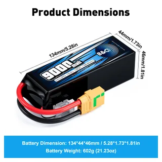 Аккумулятор Li-po B&C 9000 MAH 15.2v (4s HV), 120C, XT90S, Softcase — фото 2
