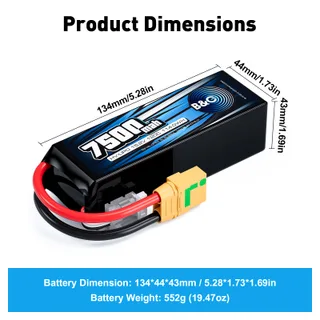 Аккумулятор Li-po B&C 7500 MAH 15.2v (4s HV), 120C, XT90S, Softcase — фото 2