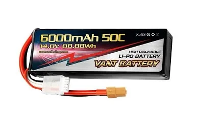 Аккумулятор LiPo Vant - 14.8В 6000мАч 50C (4S, разъём XT60)