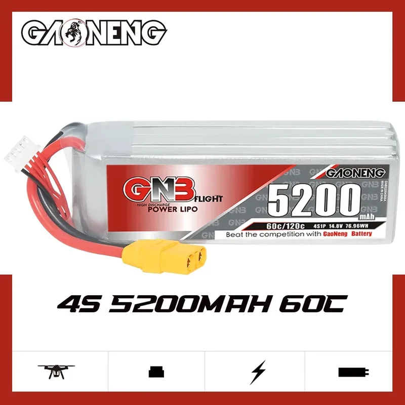 Аккумулятор LiPo GAONENG GNB 5200mAh 4S1P 14.8V 60C 139х44х38mm XT90S