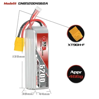 Аккумулятор LiPo GAONENG GNB 5200mAh 4S1P 14.8V 60C 139х44х38mm XT90S — фото 2
