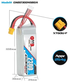 Аккумулятор Li-po Gaoneng GNB 2300mah 4S1P 14.8V 80C 36x34x108mm XT60 — фото 4