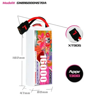 Аккумулятор Li-po Gaoneng GNB 16000mah 4S1P 14.8V 70C 47x80x182mm — фото 5