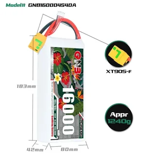 Аккумулятор Li-po Gaoneng GNB 16000mah 4S1P 14.8V 40C 42x80x183mm — фото 4