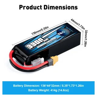 Аккумулятор Li-Po B&C 3300 MAH 14.8v (4s) 90C, XT60, Soft case — фото 2