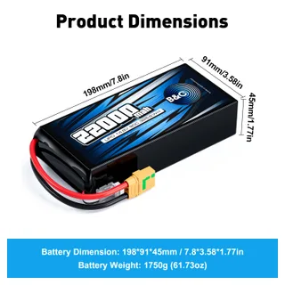 Аккумулятор Li-po B&C 22000 MAH 14.8V (4s) 90C, XT90S, Soft case — фото 2