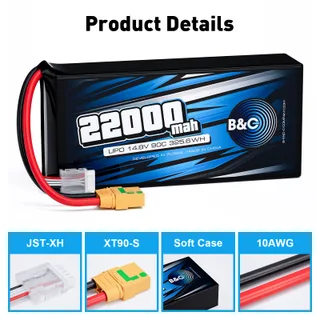Аккумулятор Li-po B&C 22000 MAH 14.8V (4s) 90C, XT90S, Soft case — фото 3