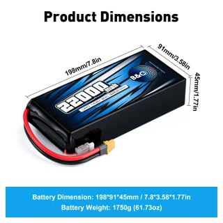Аккумулятор Li-po B&C 22000 MAH 14.8V (4s) 90C, XT60, Soft case — фото 2