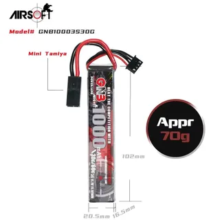 Аккумулятор для страйкбола Li-po Gaoneng GNB 1000MAH 3S1P 11.1V 30C 16.5x20.5x102mm Mini Tamiya — фото 4