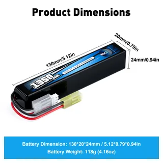 Аккумулятор для страйкбола Li-po B&C 1350 MAH 11.1V (3s) 30C, Mini Tamiya, Soft case — фото 2