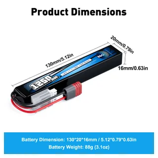 Аккумулятор для страйкбола Li-po B&C 1250 MAH 11.1V (3s) 30C, T-plug, Soft case — фото 2