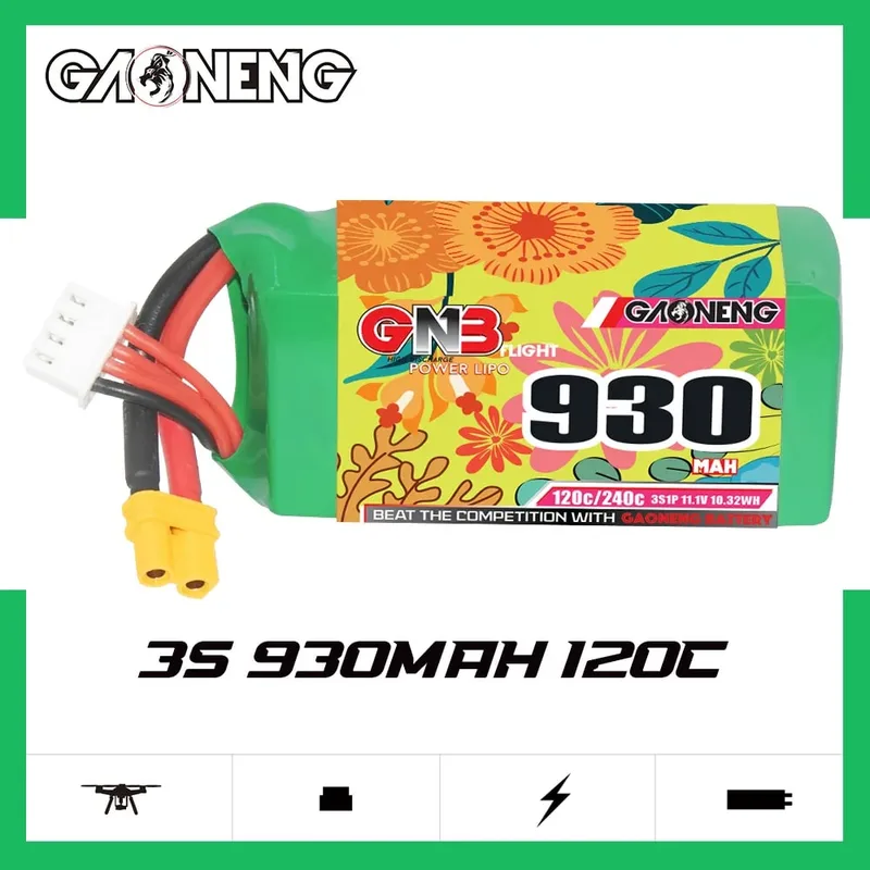 Аккумулятор LiPo GAONENG GNB 3S 11.1V 930mAh 120C XT30