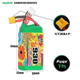 Аккумулятор LiPo GAONENG GNB 3S 11.1V 930mAh 120C XT30 — фото 4