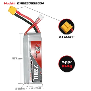 Аккумулятор LiPo GAONENG GNB 2300mAh 3S1P 11.1V 60C 107х34х25mm XT60 — фото 2