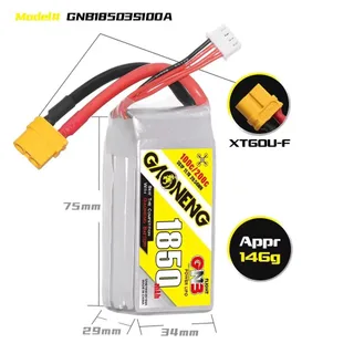 Аккумулятор Li-po GNB 1850mah 3S1P 11.1V 100C 29x34x75mm XT60 — фото 4